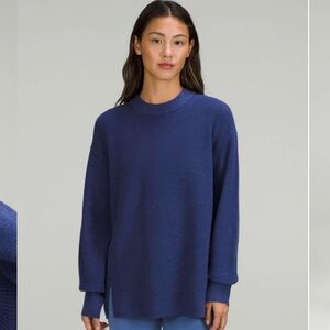 Lululemon Merino Wool-Blend Ribbed Crewneck Sweater Heathered Psychic